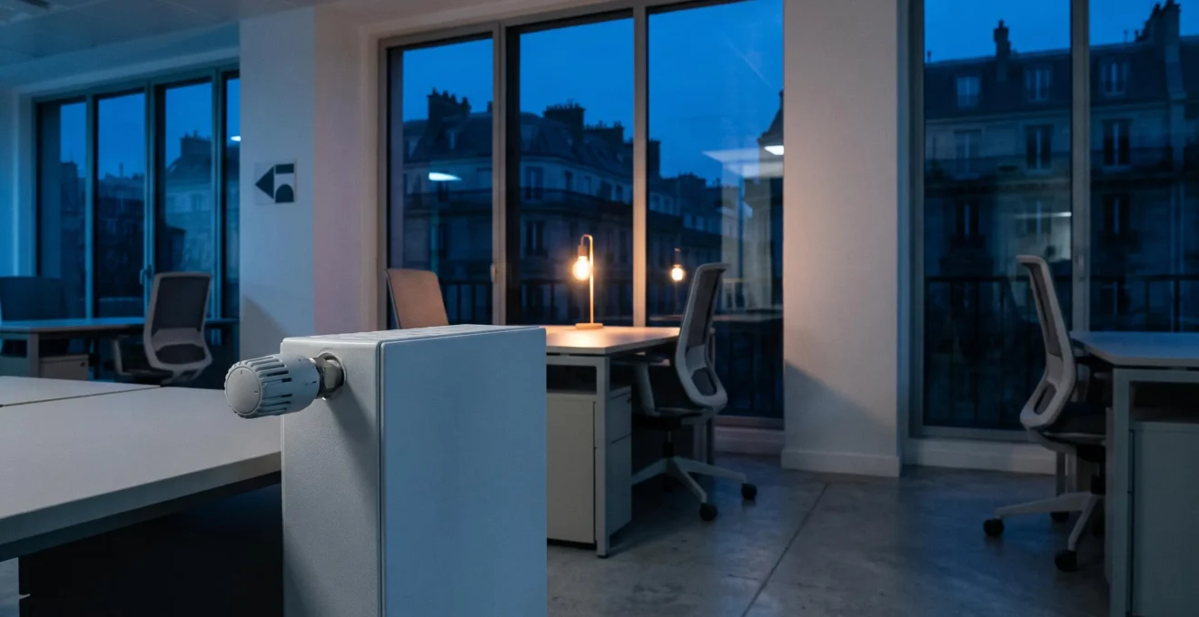 Bureaux d'une PME française baignés de lumière naturelle, illustrant la maîtrise de la consommation énergétique sans gros investissement